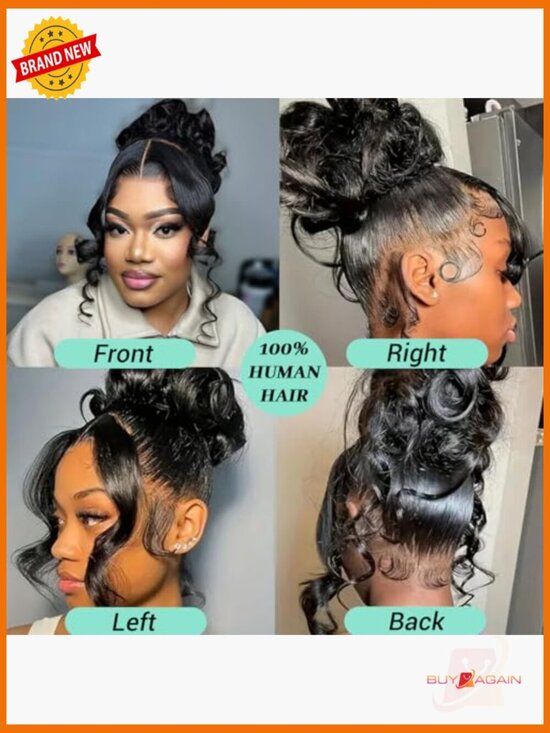 360 Lace Front Wig Human Hair 220 Density Wavy Drawstring Glueless 18\